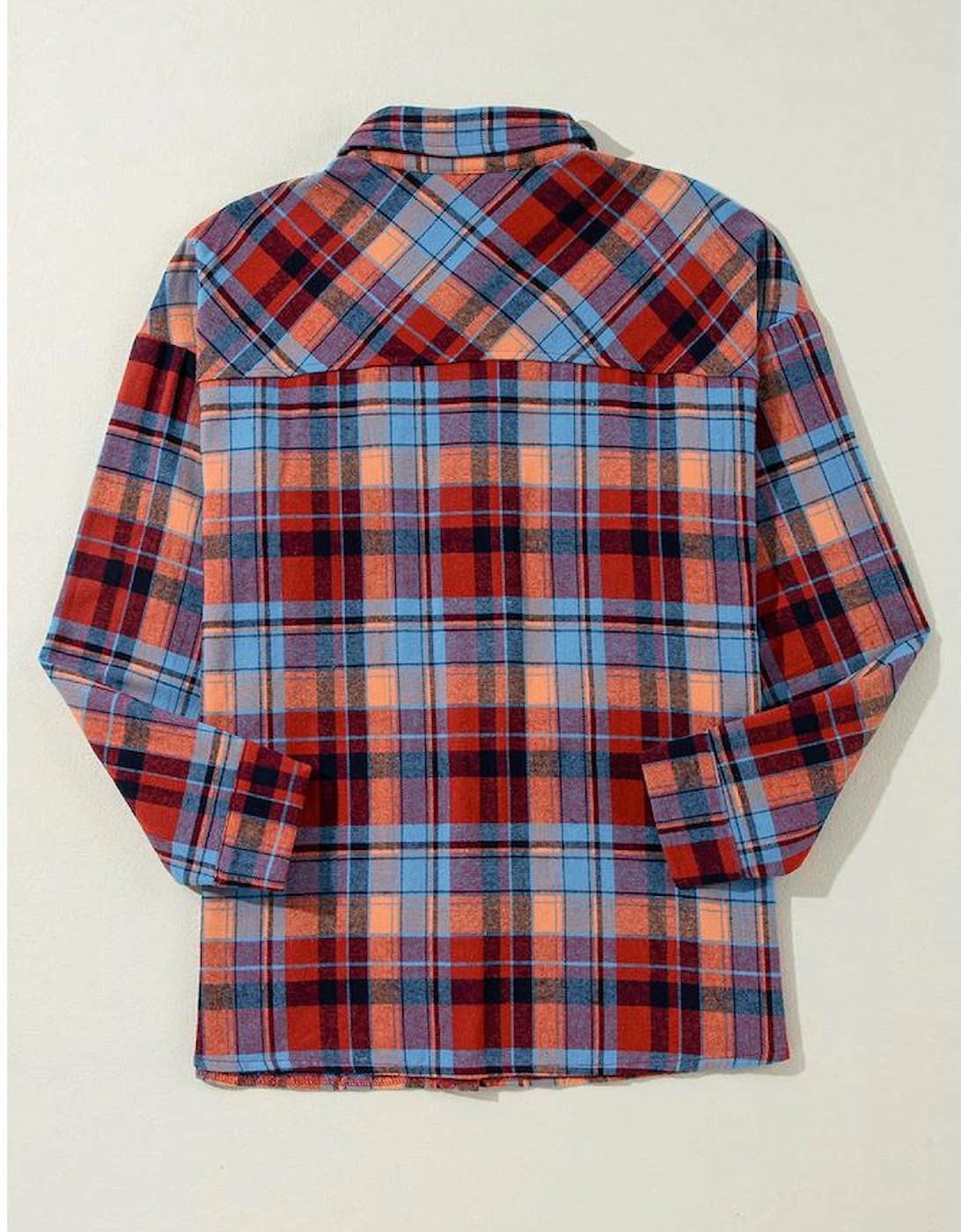 Red Plus Size Plaid Print Buttoned Shirt
