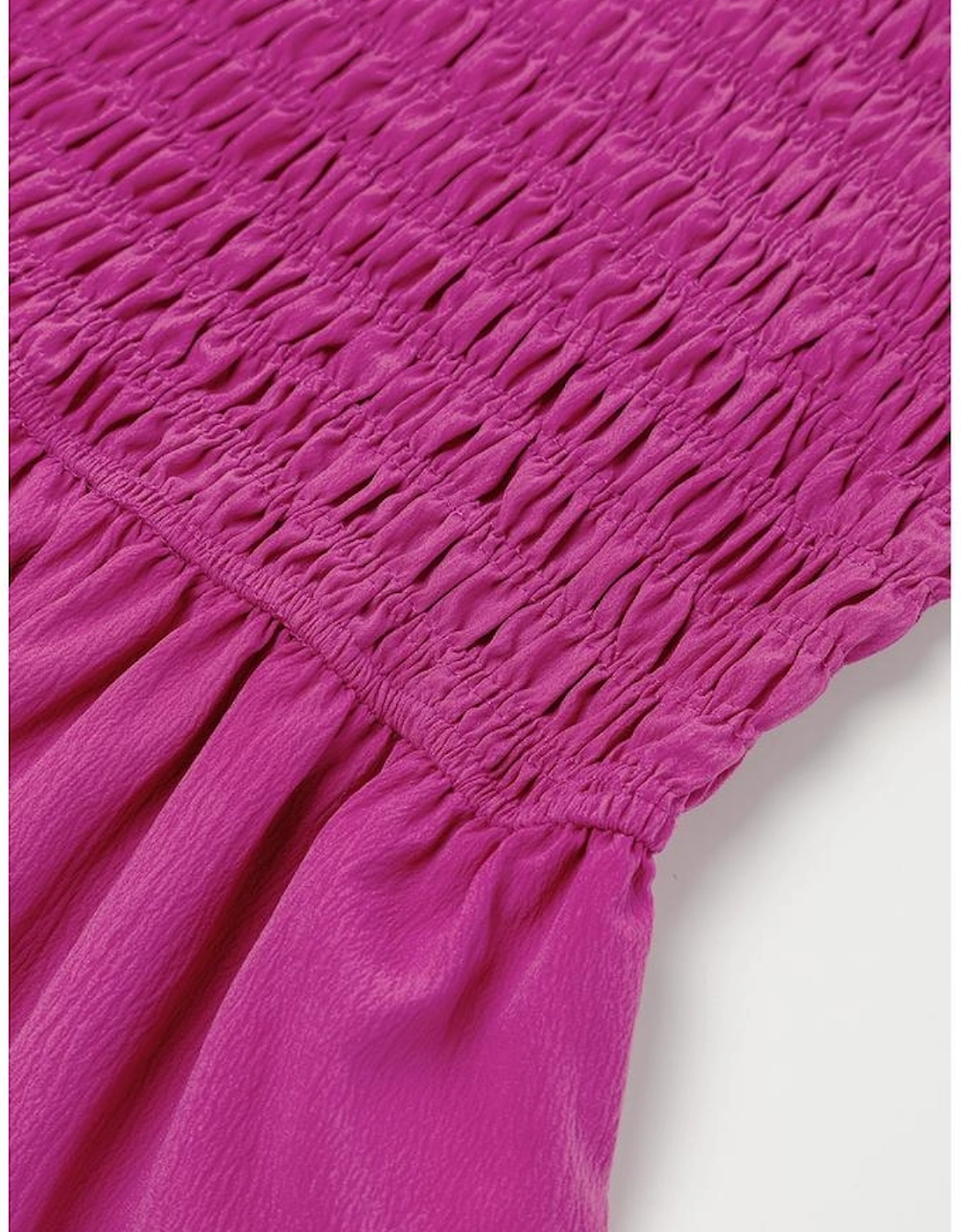 Rose Red Solid Color Ruffled Straps Smocked Ruched Maxi Dress