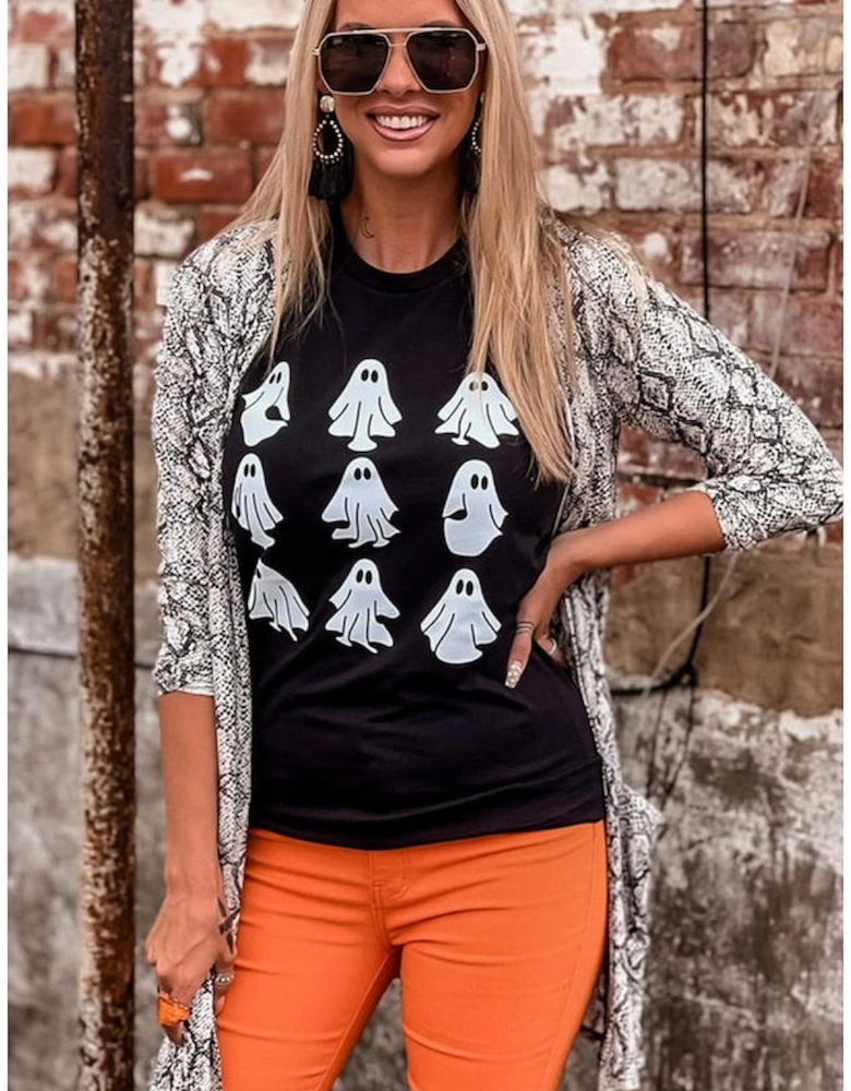 Black Halloween Ghost Graphic Tee