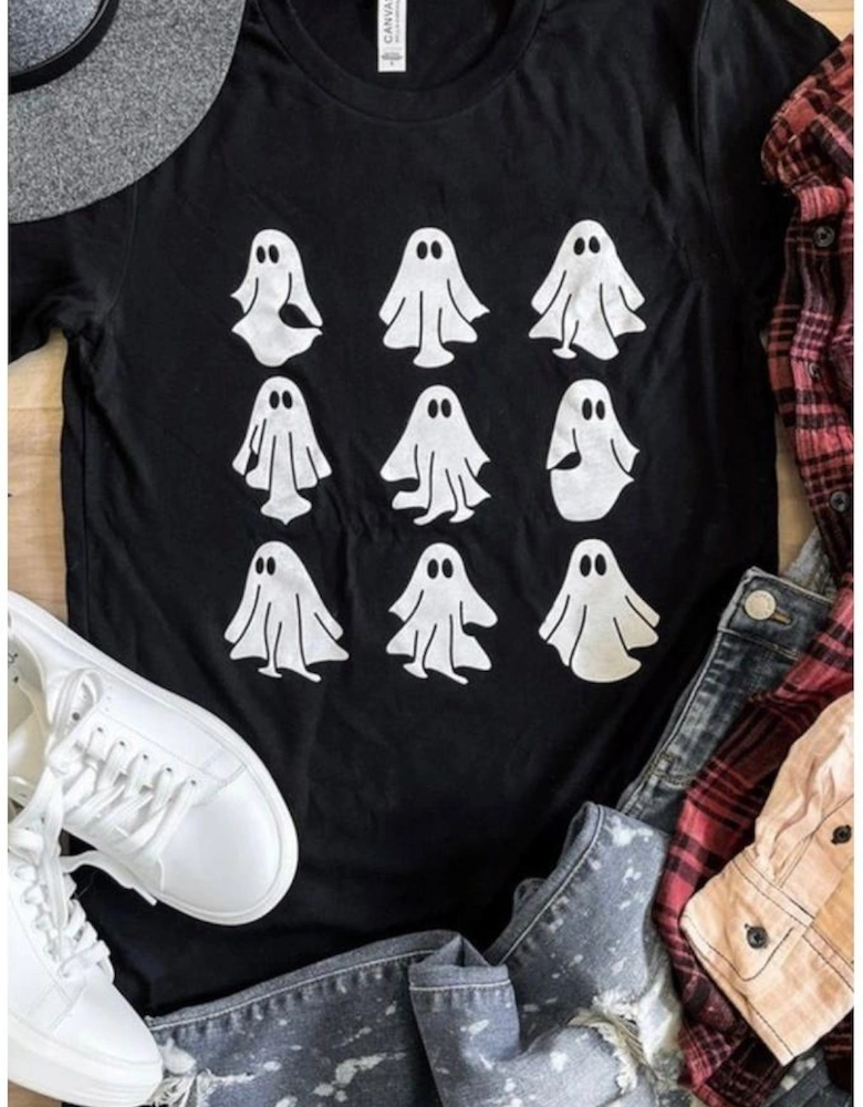 Black Halloween Ghost Graphic Tee