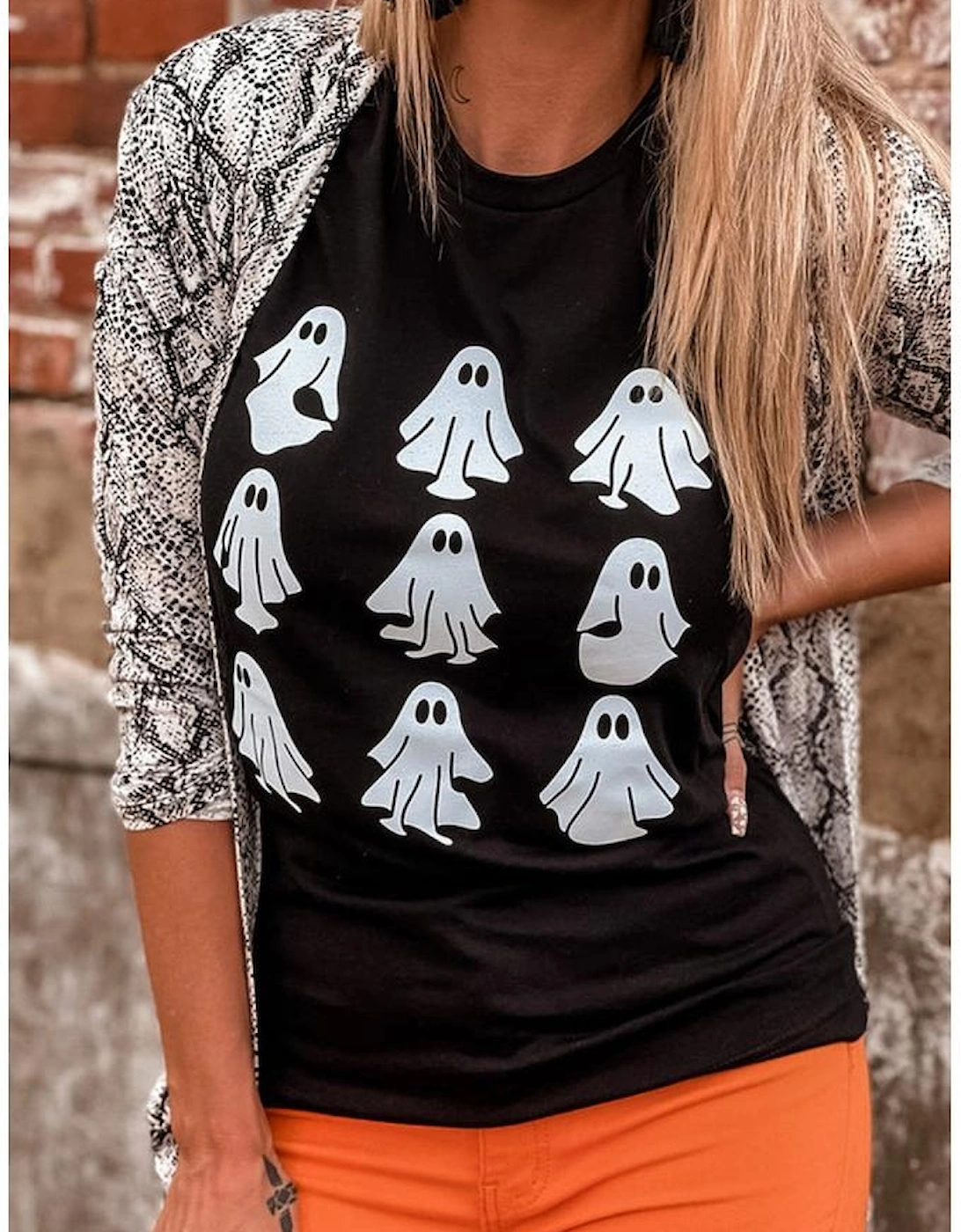 Black Halloween Ghost Graphic Tee