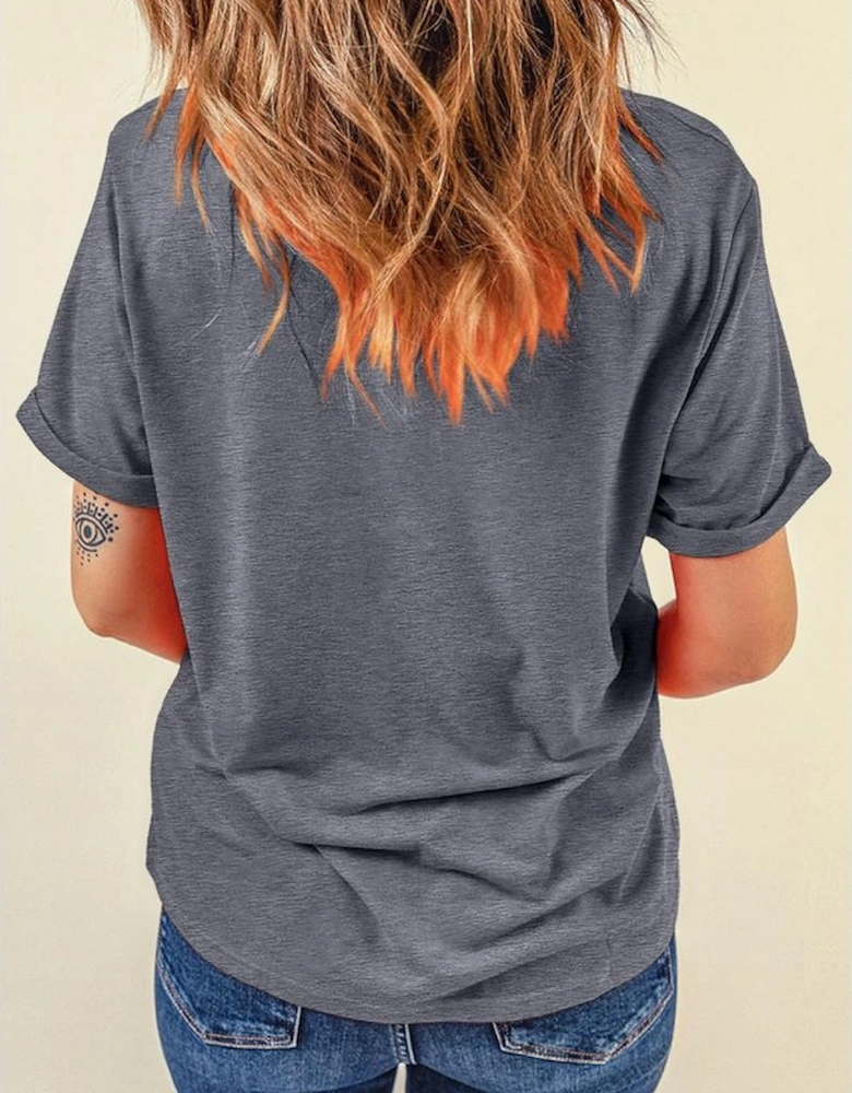 Gray American Heart July 4th Celebration Graphic T Shirt