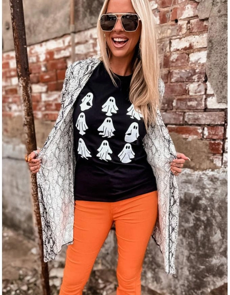 Black Halloween Ghost Graphic Tee