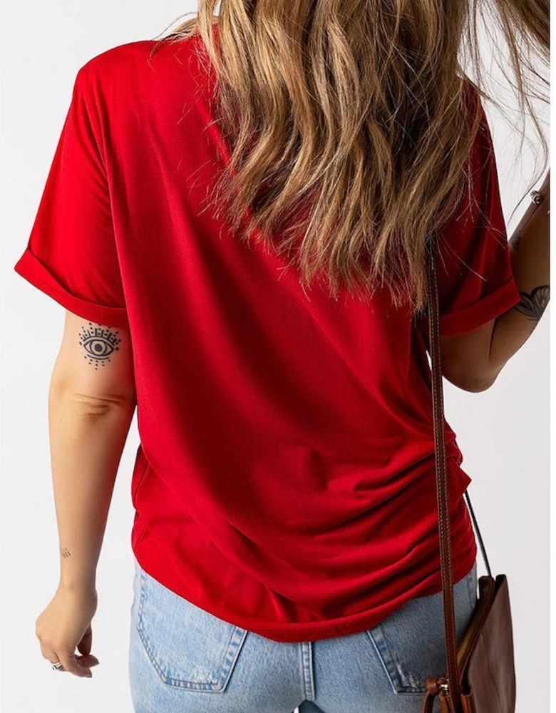 Red PARTY in the USA Printed Independence Day T Shirt