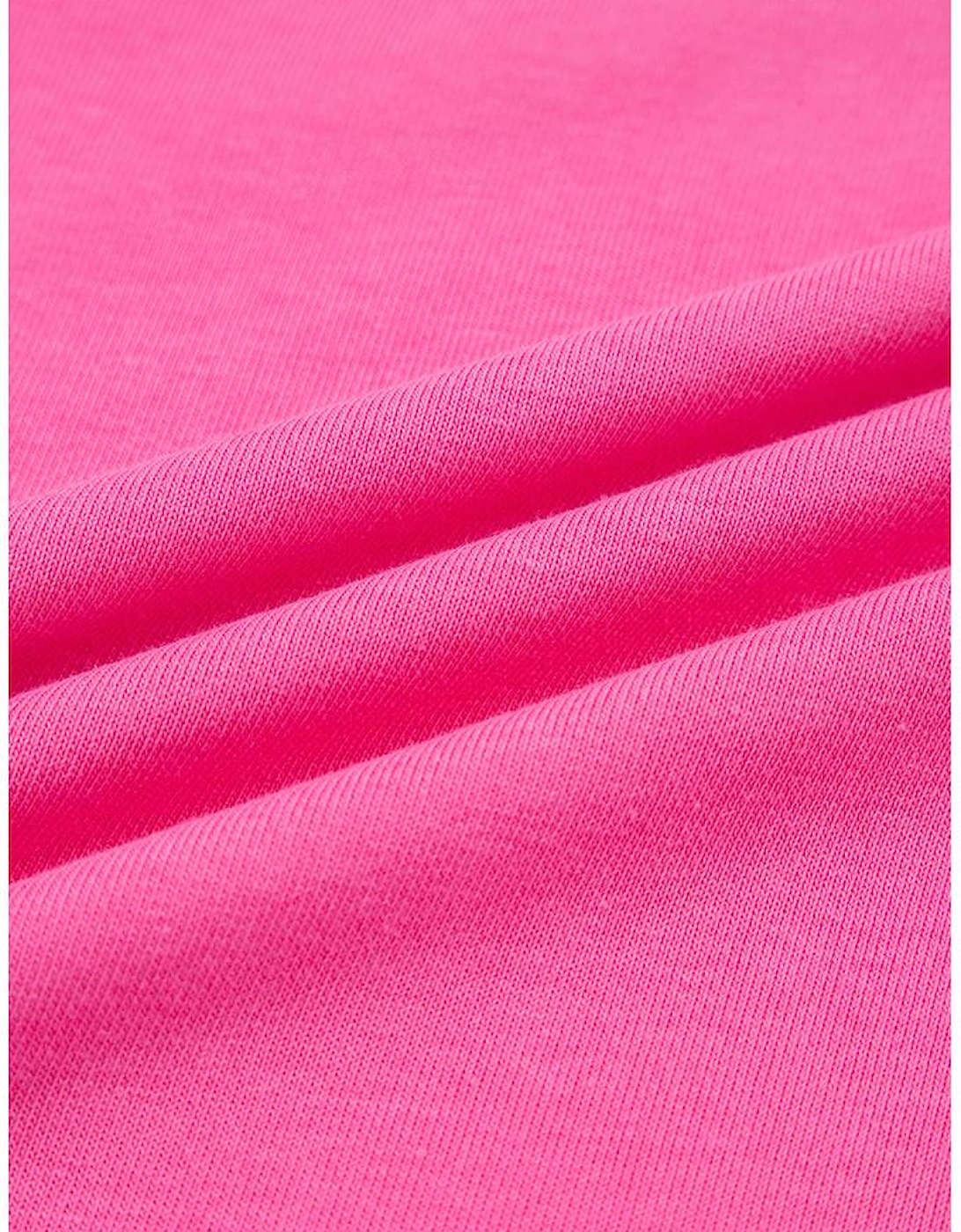 Bright Pink Raw Edge Half Buttons Pullover and Jogger Pants Set