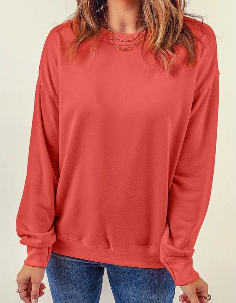 Plain Crew Neck Pullover Sweatshirt