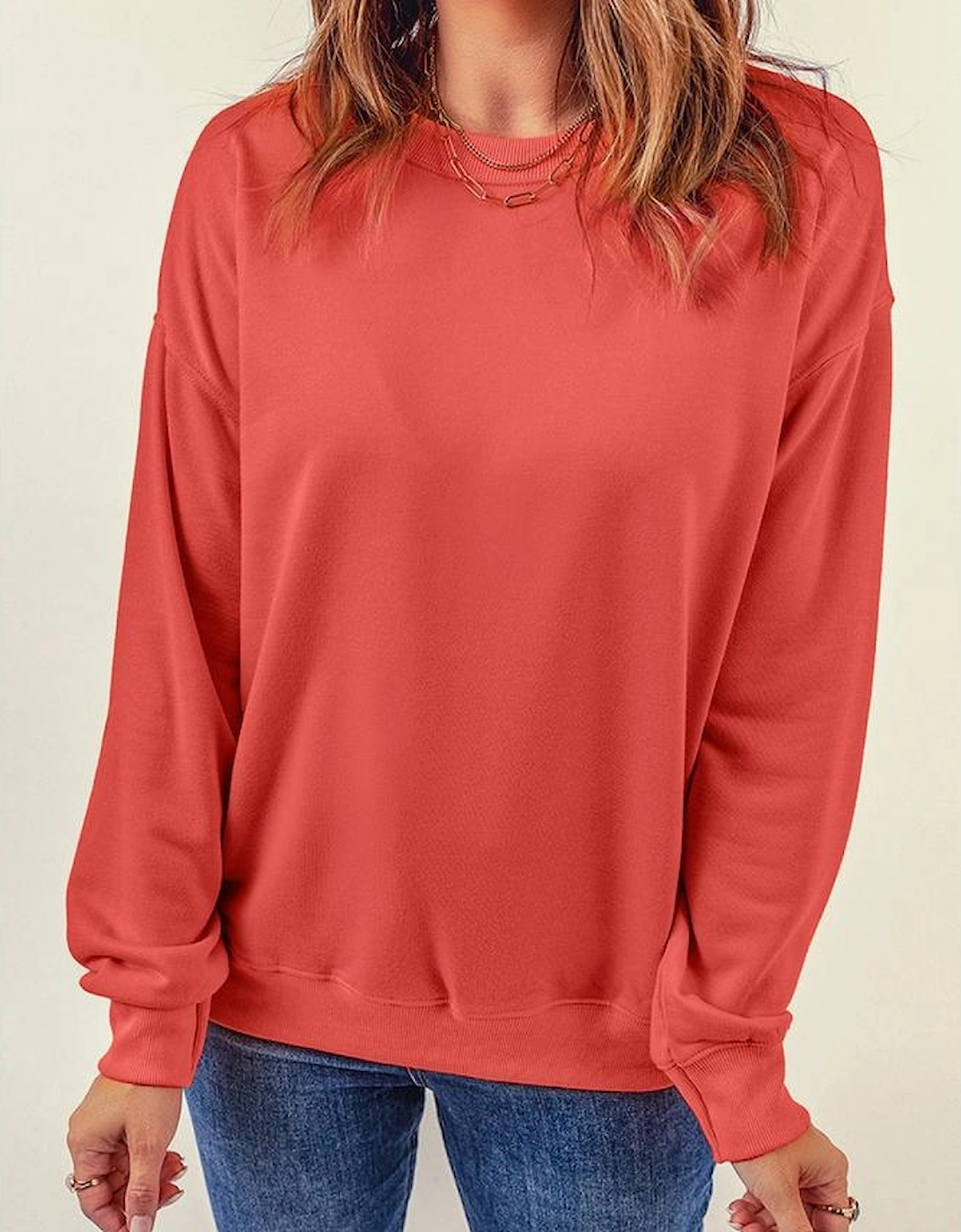 Plain Crew Neck Pullover Sweatshirt