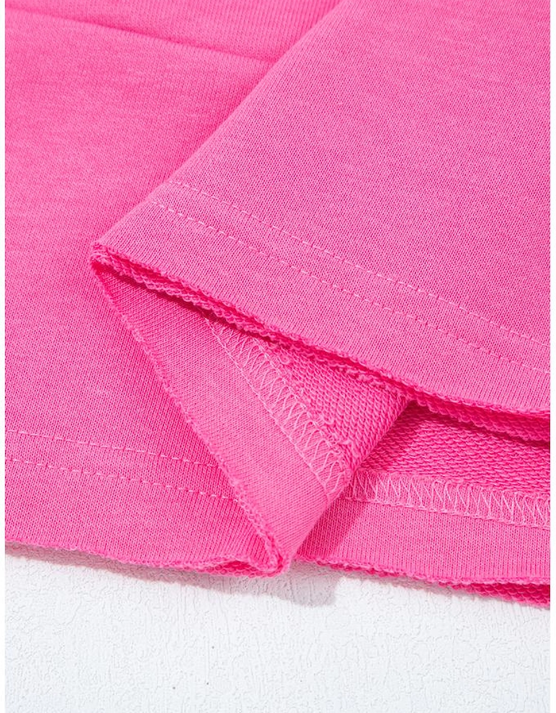 Bright Pink Raw Edge Half Buttons Pullover and Jogger Pants Set