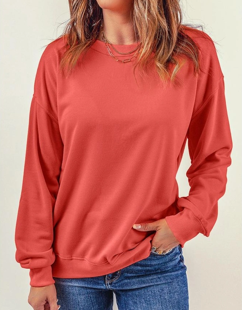 Plain Crew Neck Pullover Sweatshirt