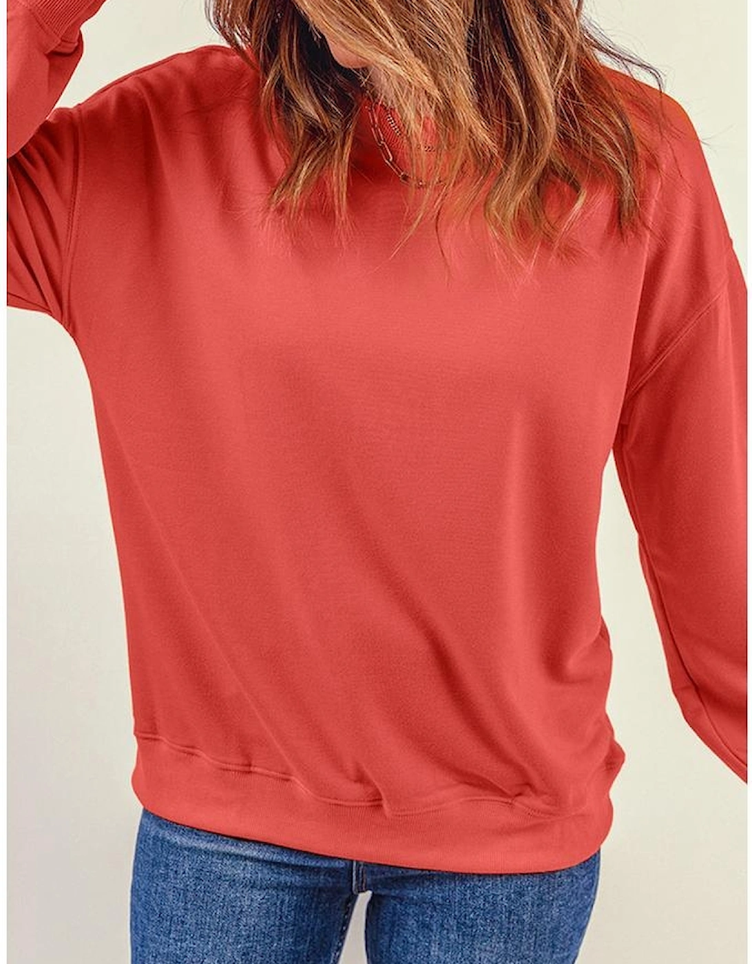 Plain Crew Neck Pullover Sweatshirt
