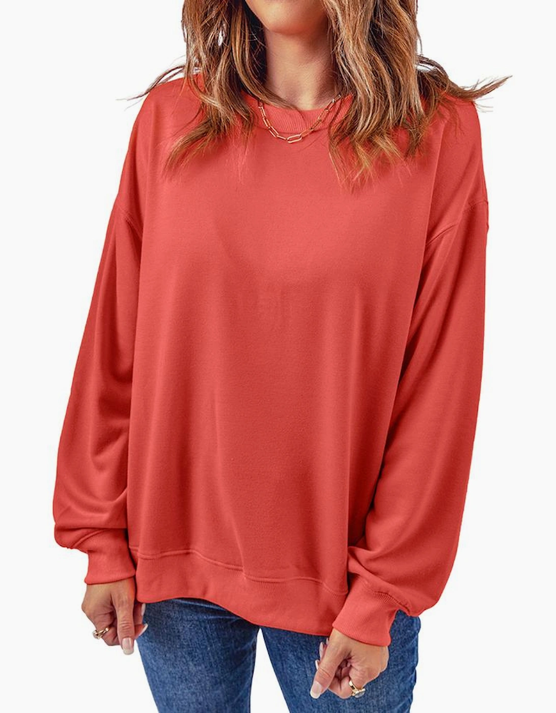 Plain Crew Neck Pullover Sweatshirt