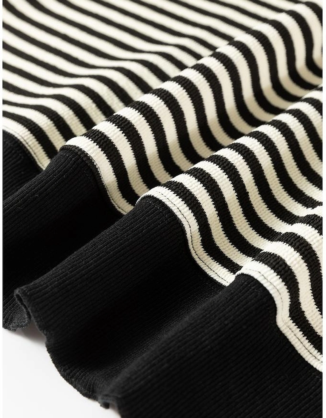 Black Stripe Loose Drop Shoulder Long Sleeve Top