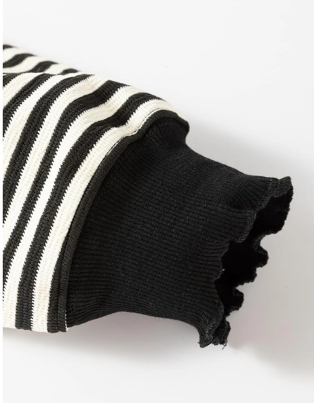 Black Stripe Loose Drop Shoulder Long Sleeve Top