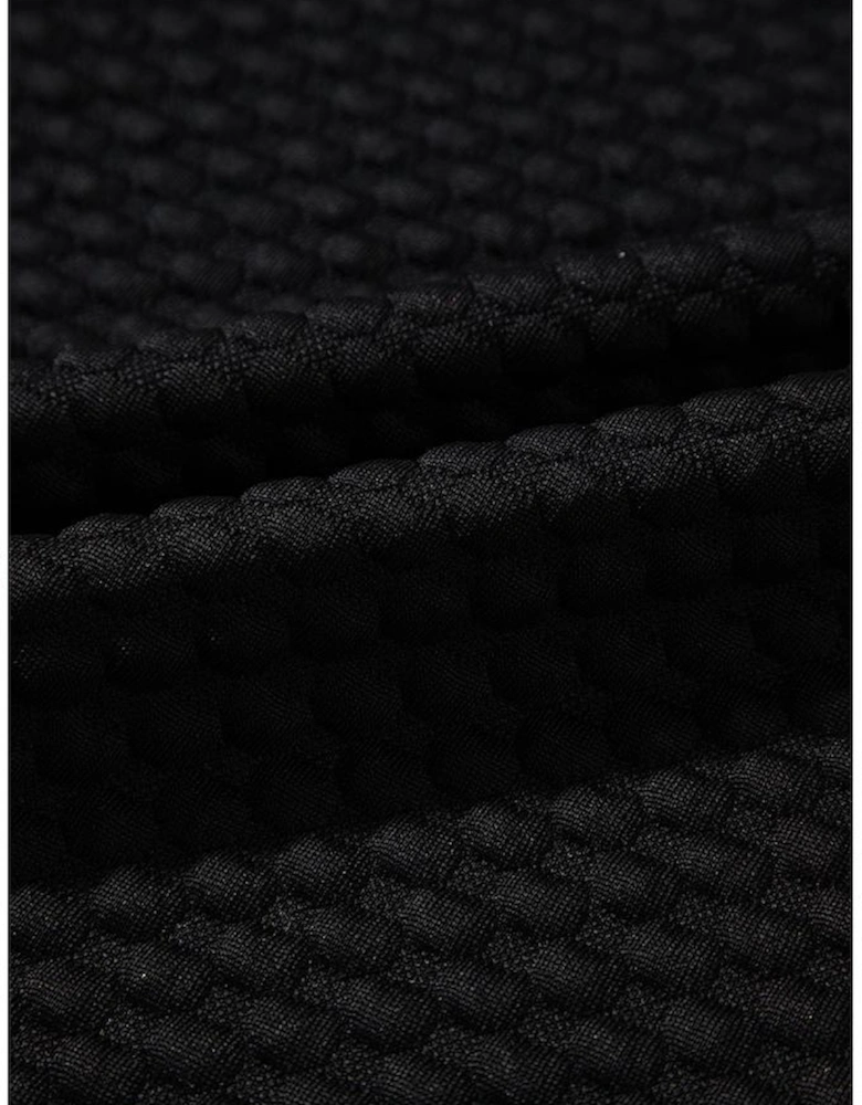 Black Textured Cap Sleeve T-shirt Shift Mini Dress