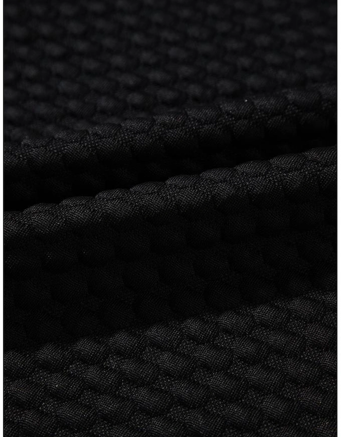 Black Textured Cap Sleeve T-shirt Shift Mini Dress