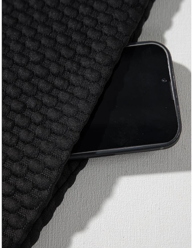 Black Textured Cap Sleeve T-shirt Shift Mini Dress