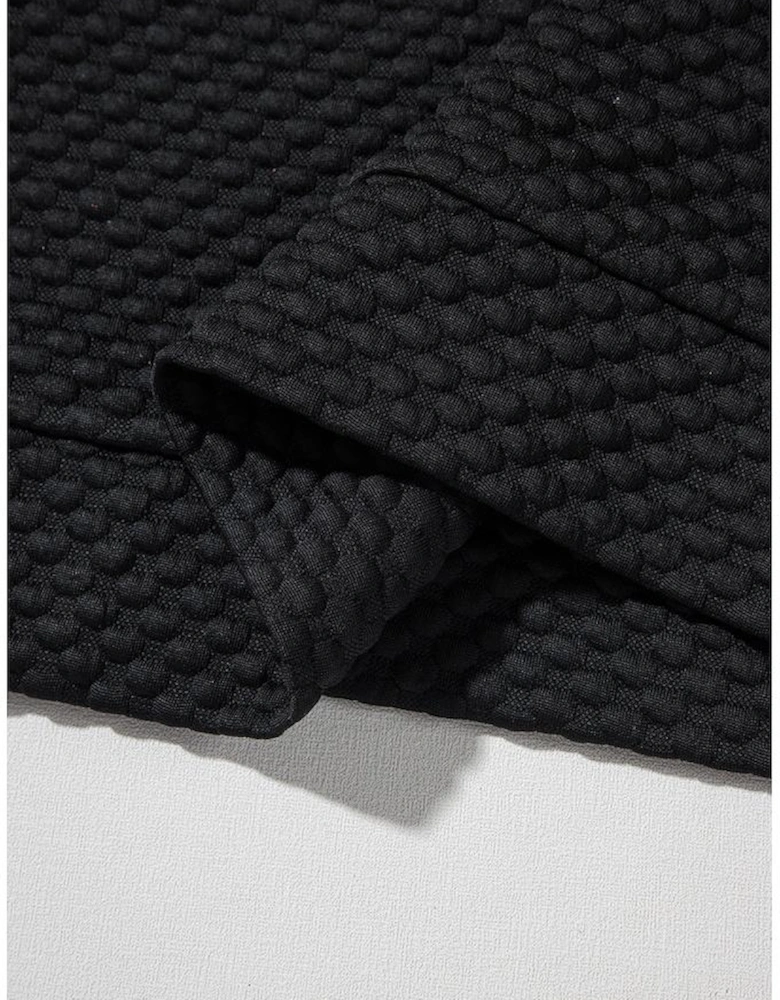 Black Textured Cap Sleeve T-shirt Shift Mini Dress