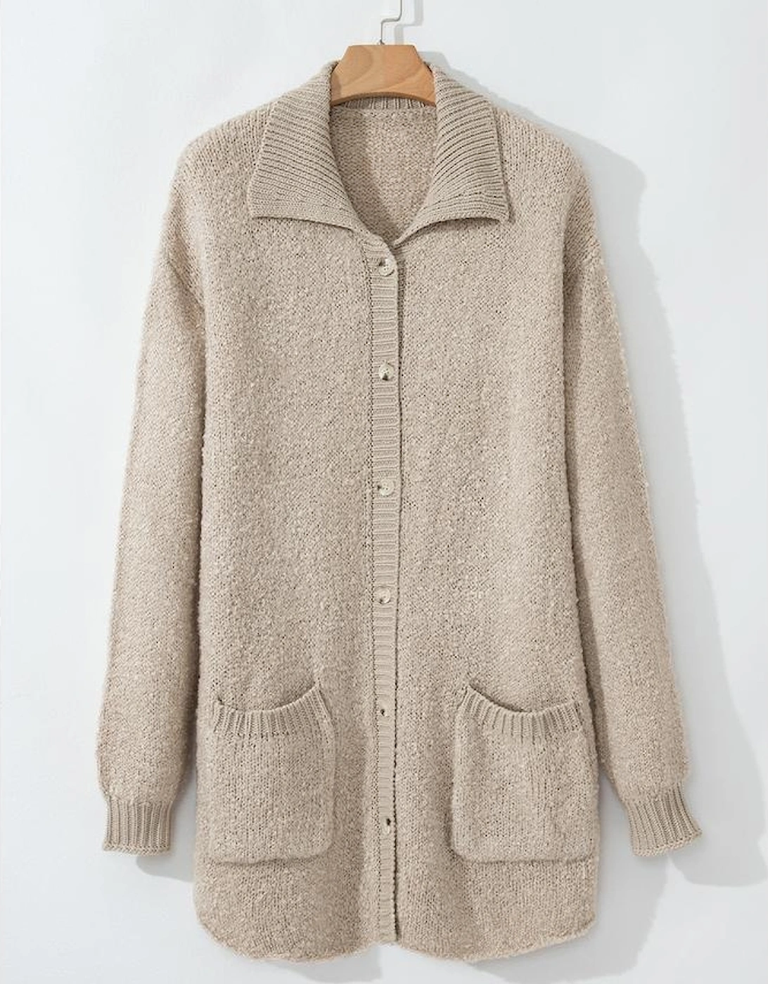 Jet Stream Collared Drop Shoulder Button Up Cardigan with Pocket