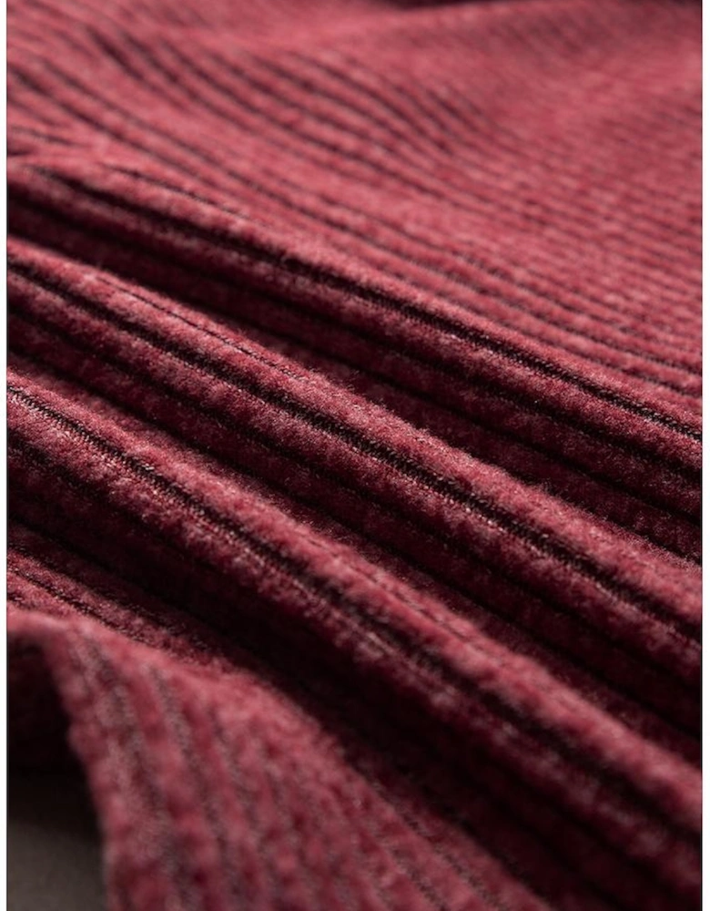 Red Dahlia Ribbed Zip Up Front Drawstring Hoodie