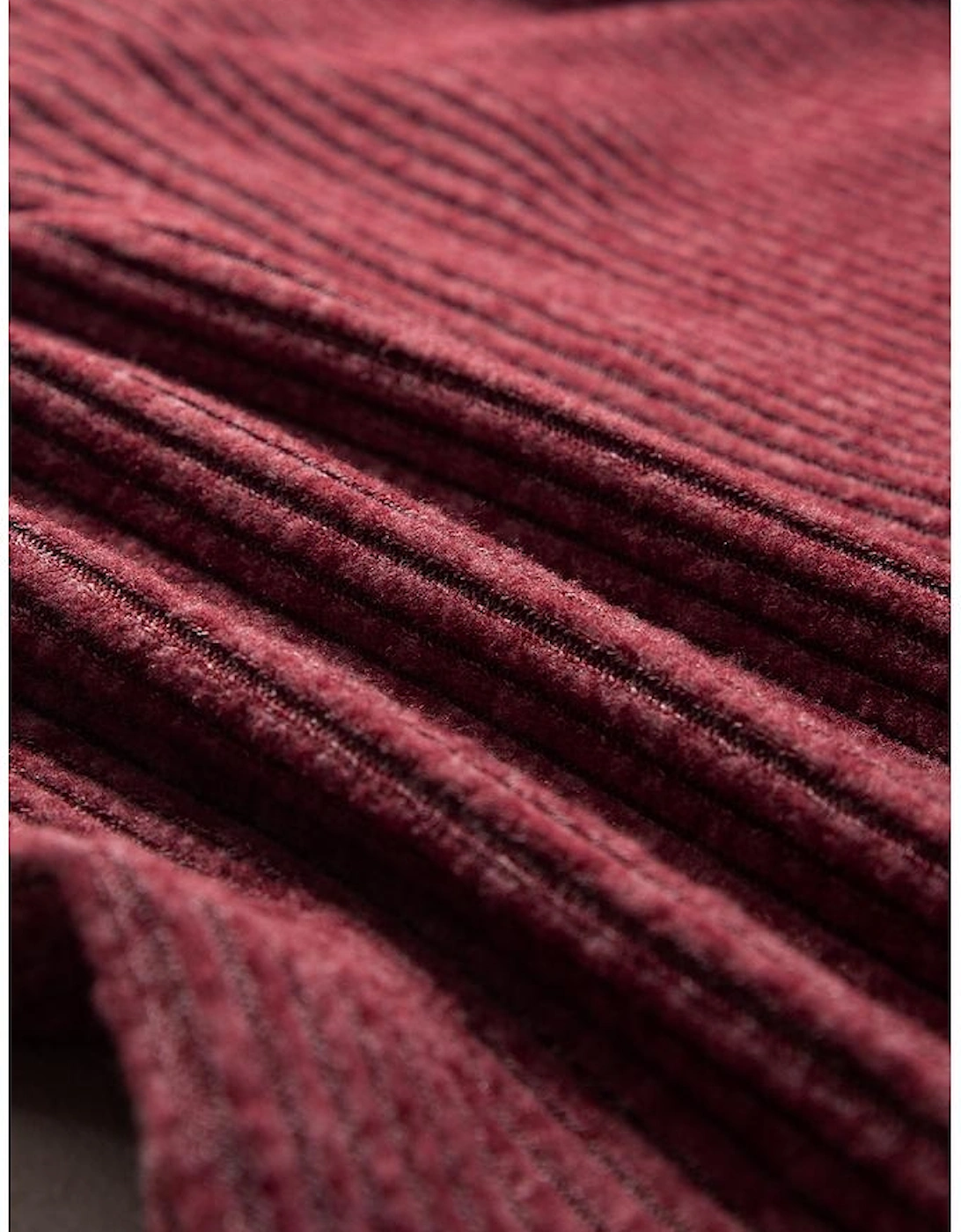 Red Dahlia Ribbed Zip Up Front Drawstring Hoodie