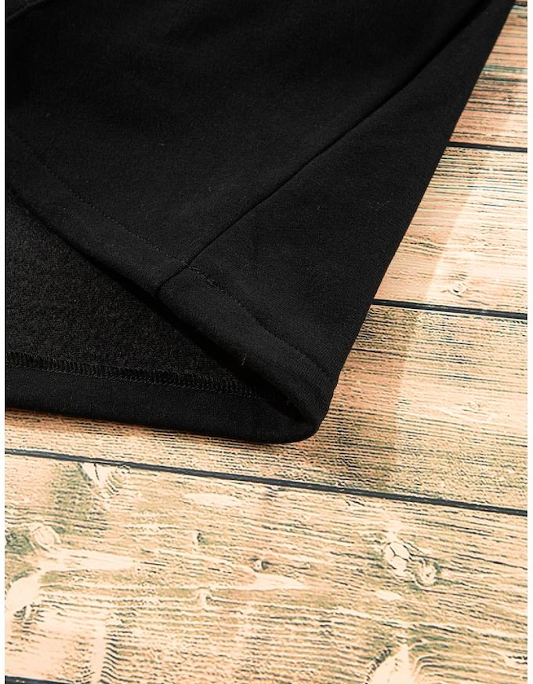 Black Fleece Lined Half Zipper Kangaroo Pockets Loose Hoodie