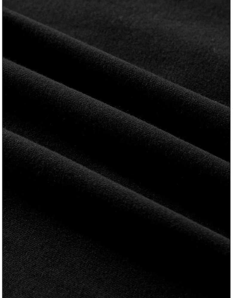 Black Fleece Lined Half Zipper Kangaroo Pockets Loose Hoodie