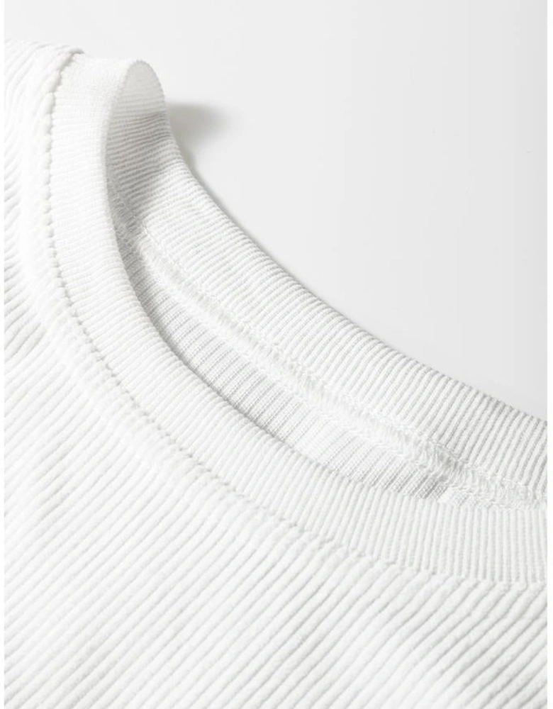 White JOY to the world Ribbed Crewneck Pullover Sweatshirt