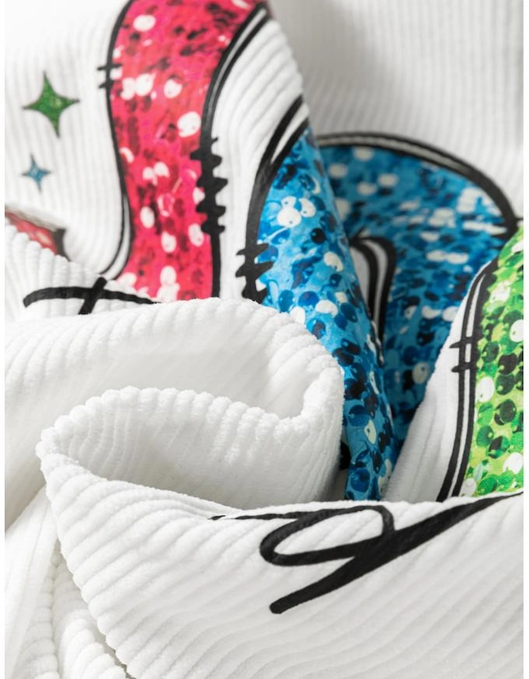 White JOY to the world Ribbed Crewneck Pullover Sweatshirt