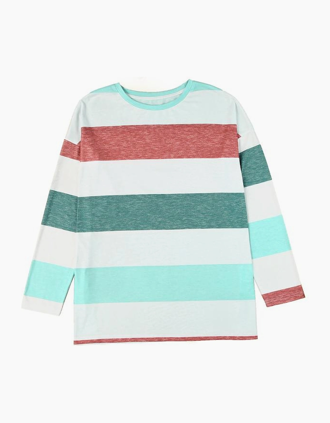 Green Plus Size Colorblock Pullover Top