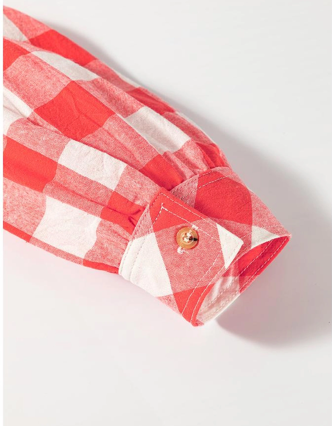 Pink Oversized Plaid Puff Sleeve Round Hem Shirt Dress