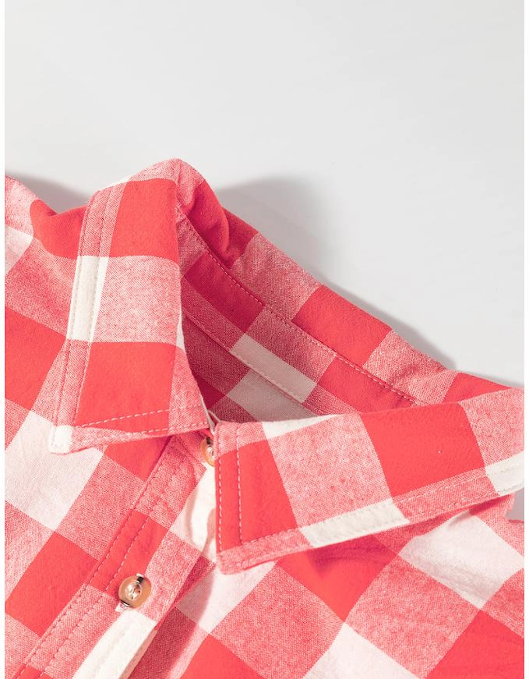 Pink Oversized Plaid Puff Sleeve Round Hem Shirt Dress