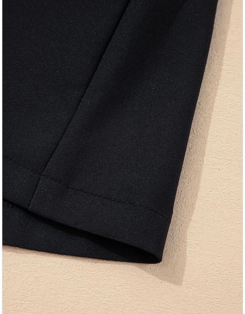 Black Contrast Bowknot Applique Crew Neck Sleeveless Mini Dress