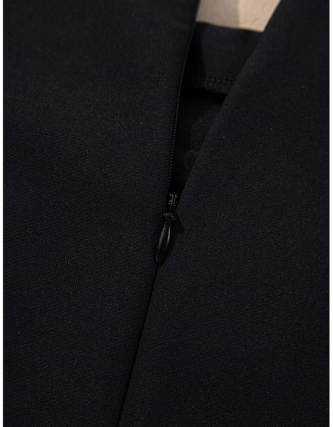 Black Contrast Bowknot Applique Crew Neck Sleeveless Mini Dress