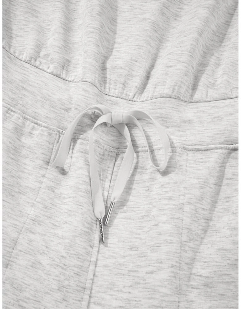 Light Grey Solid Color Crew Neck Drawstring High Waist Sleeveless Jumpsuit