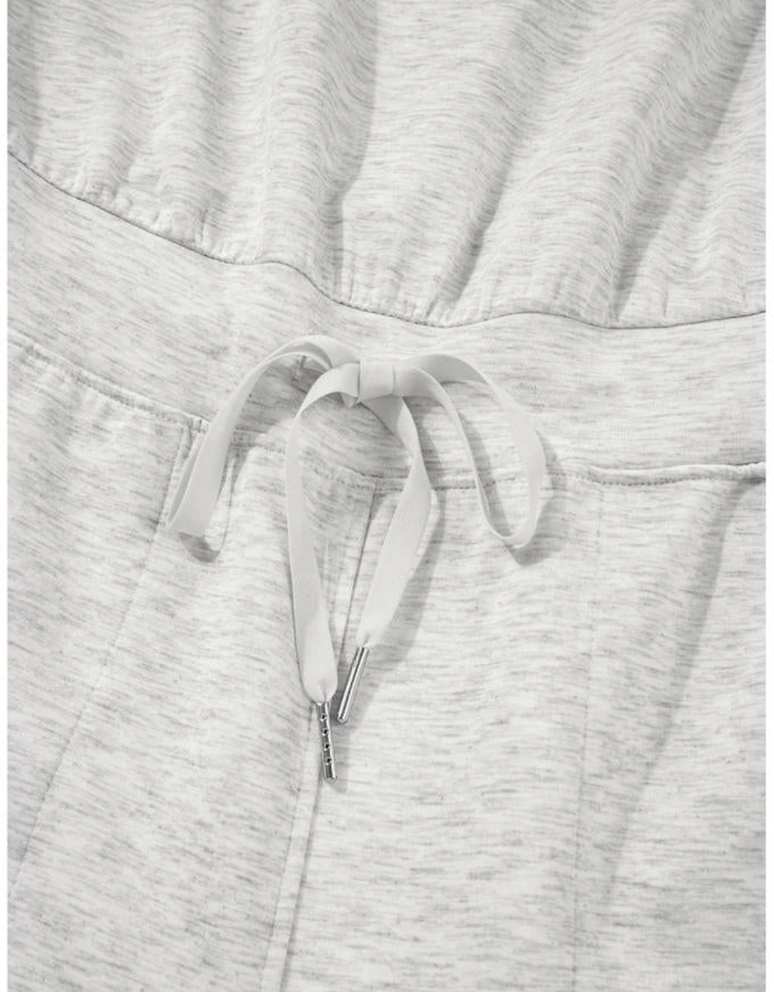 Light Grey Solid Color Crew Neck Drawstring High Waist Sleeveless Jumpsuit