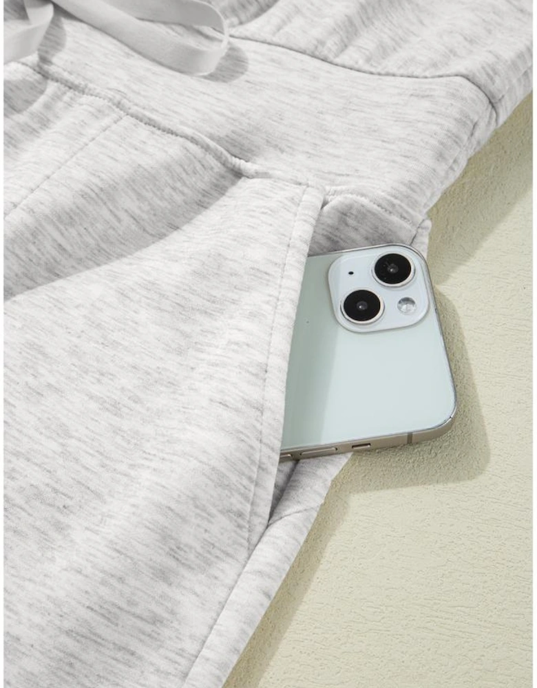 Light Grey Solid Color Crew Neck Drawstring High Waist Sleeveless Jumpsuit