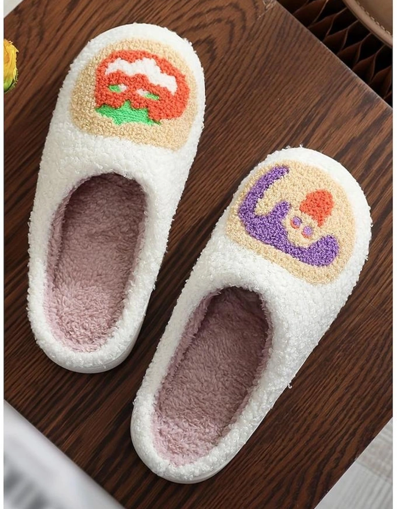 White Halloween Pumpkin Plush Winter Home Slippers