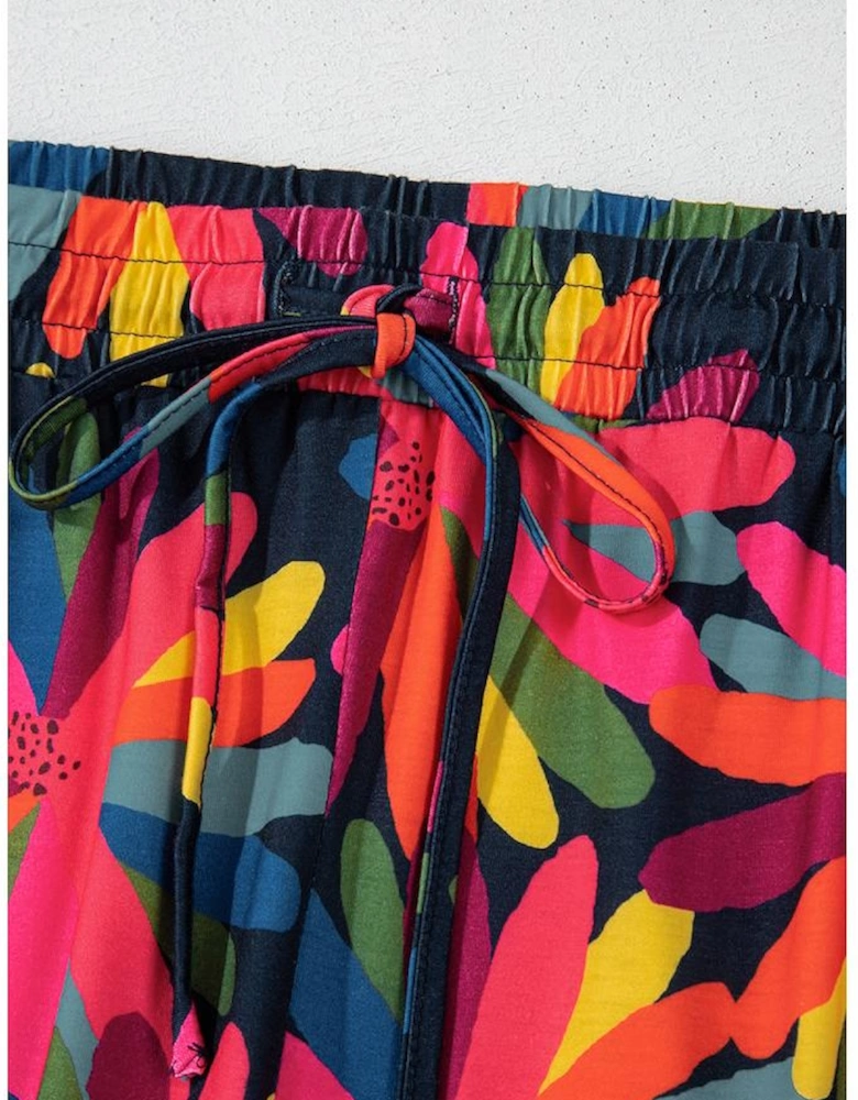 Black Plus Size Printed Long Sleeve and Pants Lounge Set