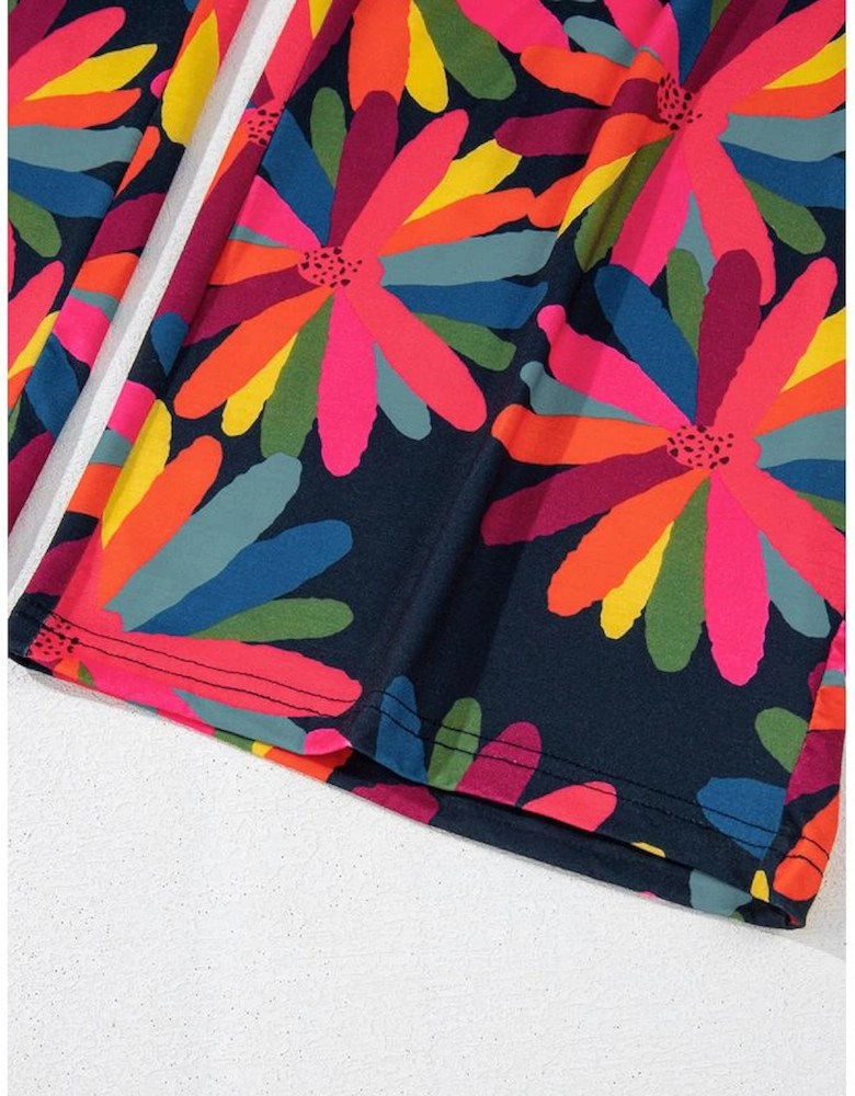 Black Plus Size Printed Long Sleeve and Pants Lounge Set