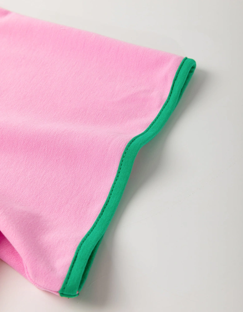 Bonbon Plus Size Contrast Trim T Shirt and Skirt Two Piece Set