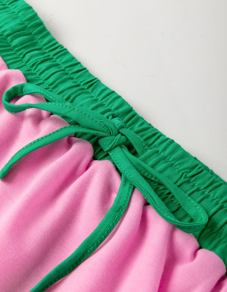 Bonbon Plus Size Contrast Trim T Shirt and Skirt Two Piece Set