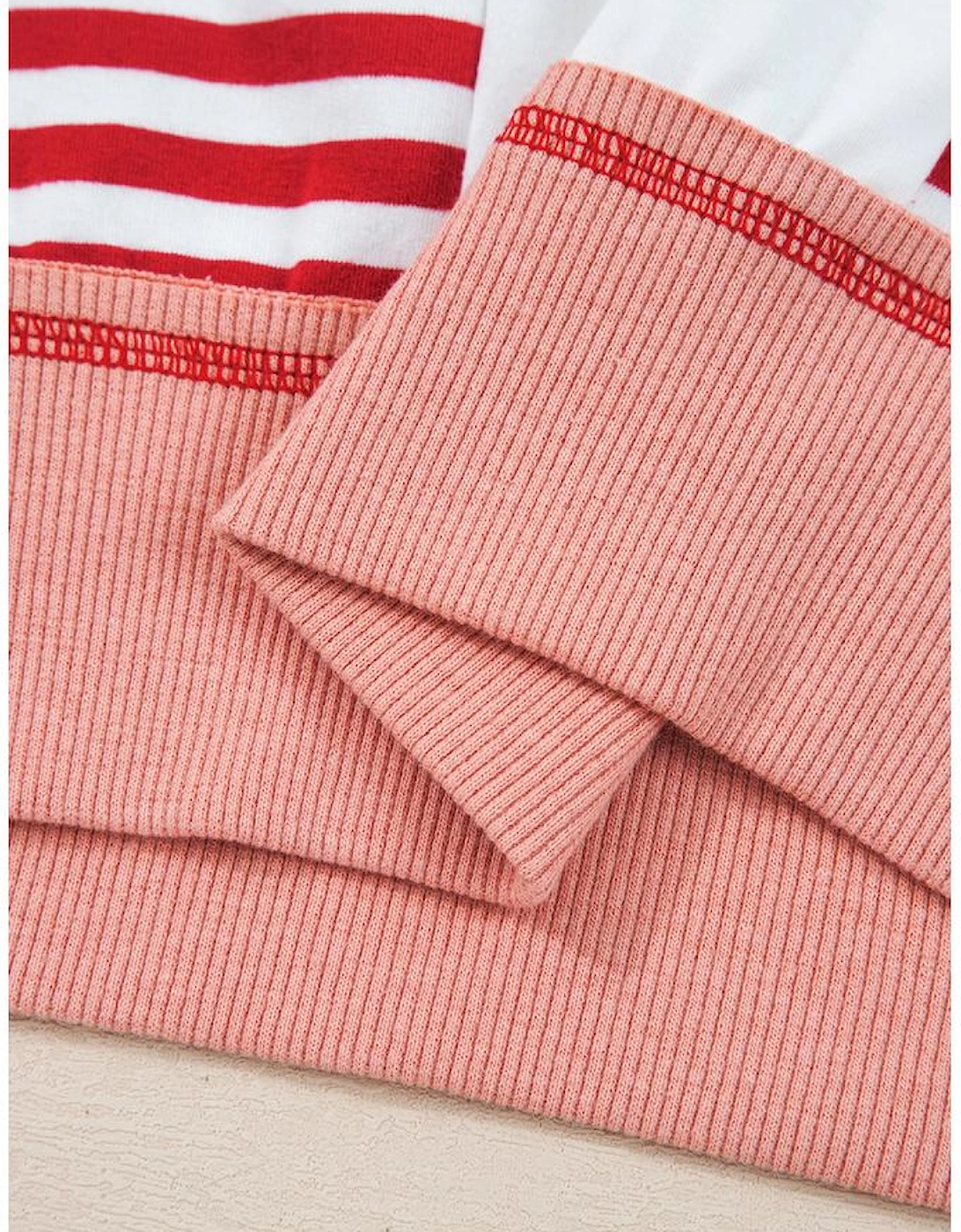 Red Stripe Colorblock Patchwork Contrast Stitching Oversize Sweatshirt