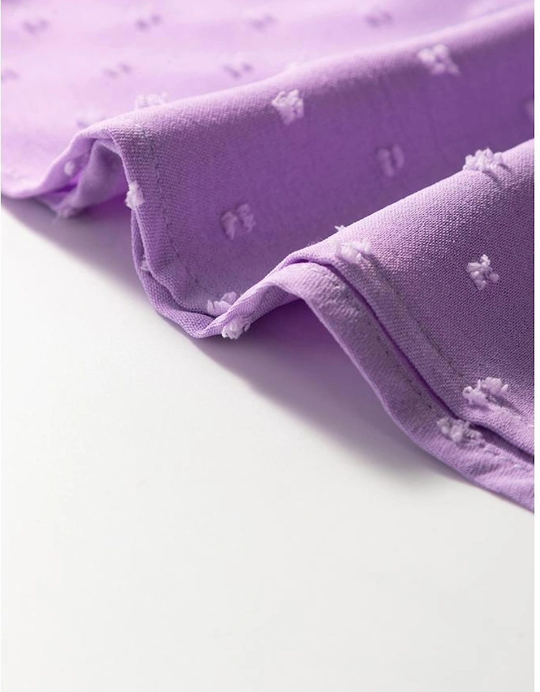 Wisteria Swiss Dot Smocked Frilled Neckline Short Sleeve Plus Size Dress