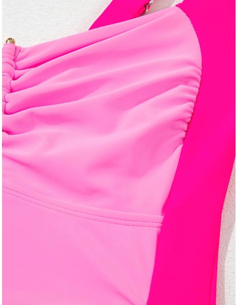 Bonbon Ruched Tummy Control Tankini 2pcs Swimsuit