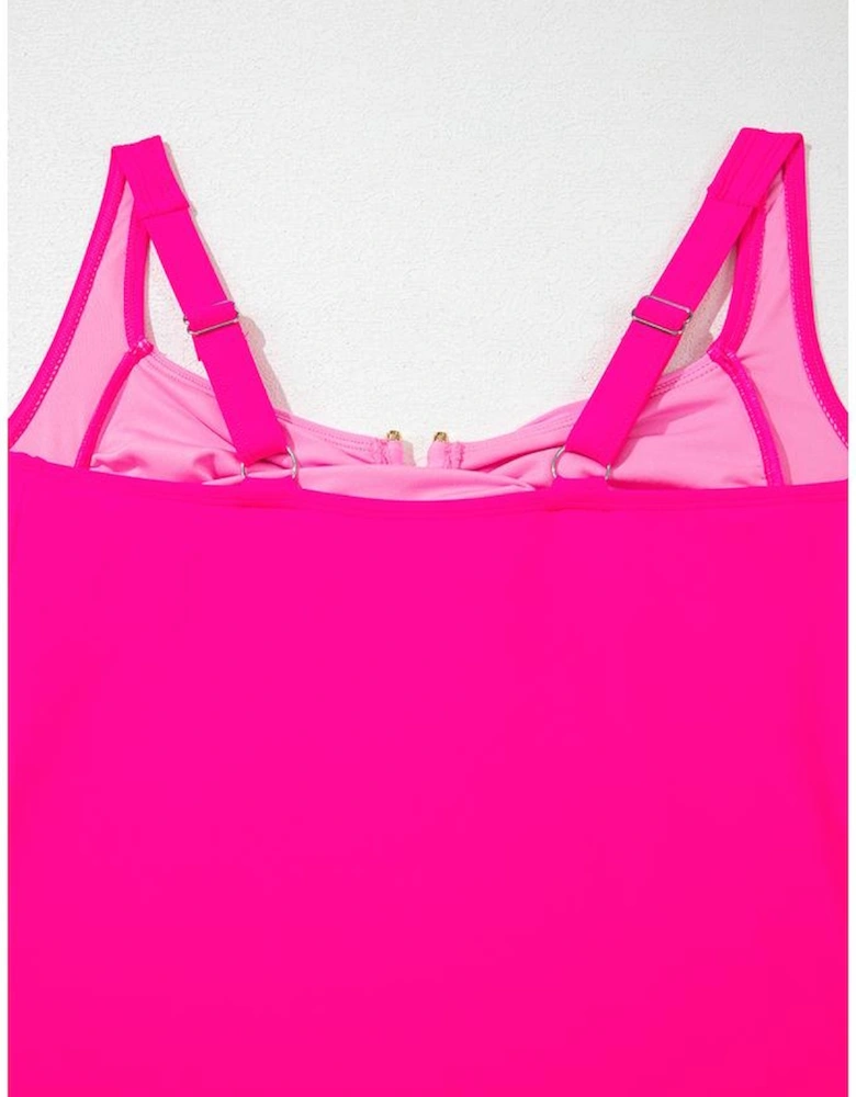 Bonbon Ruched Tummy Control Tankini 2pcs Swimsuit