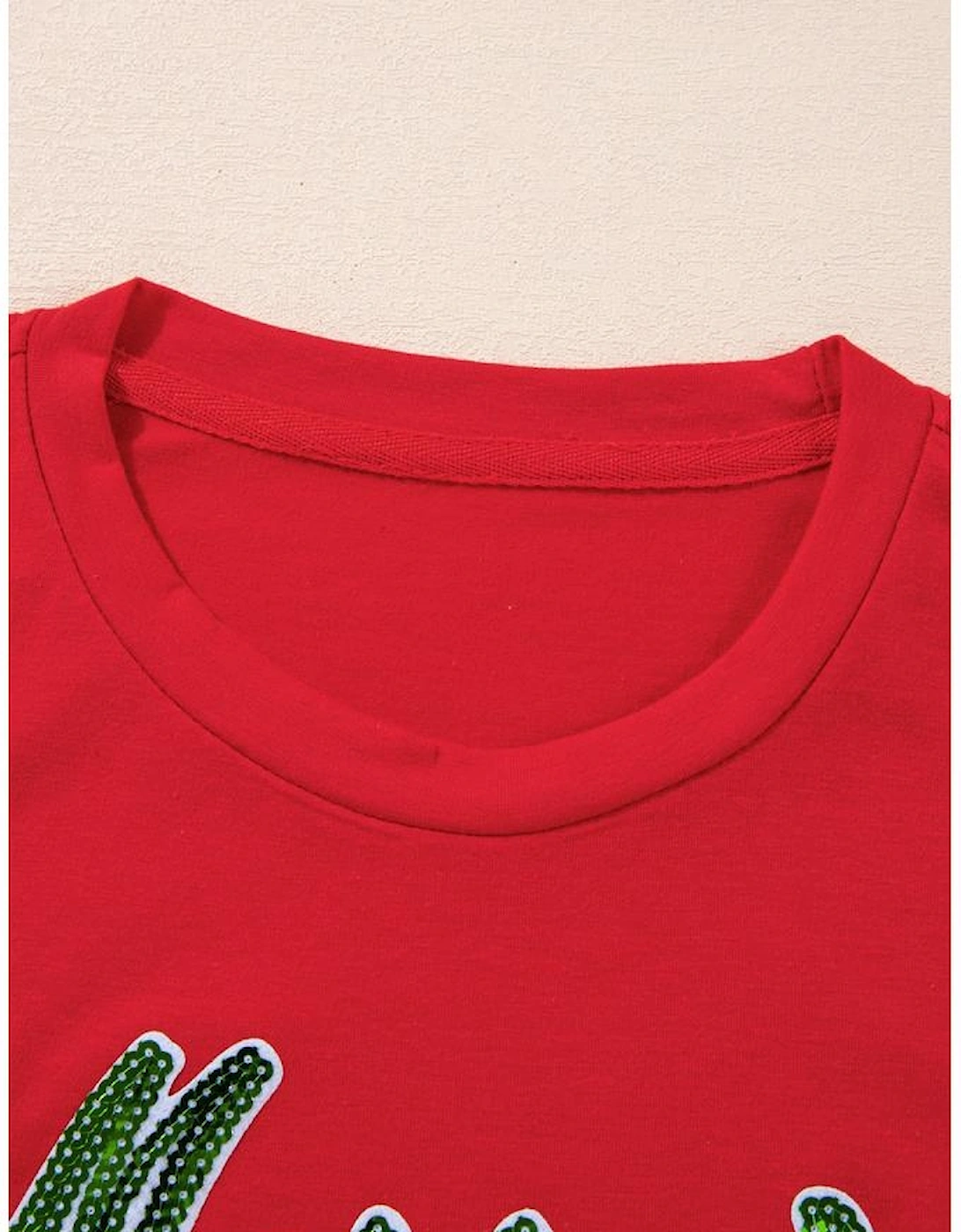 Red Merry Christmas Graphic Crewneck T Shirt