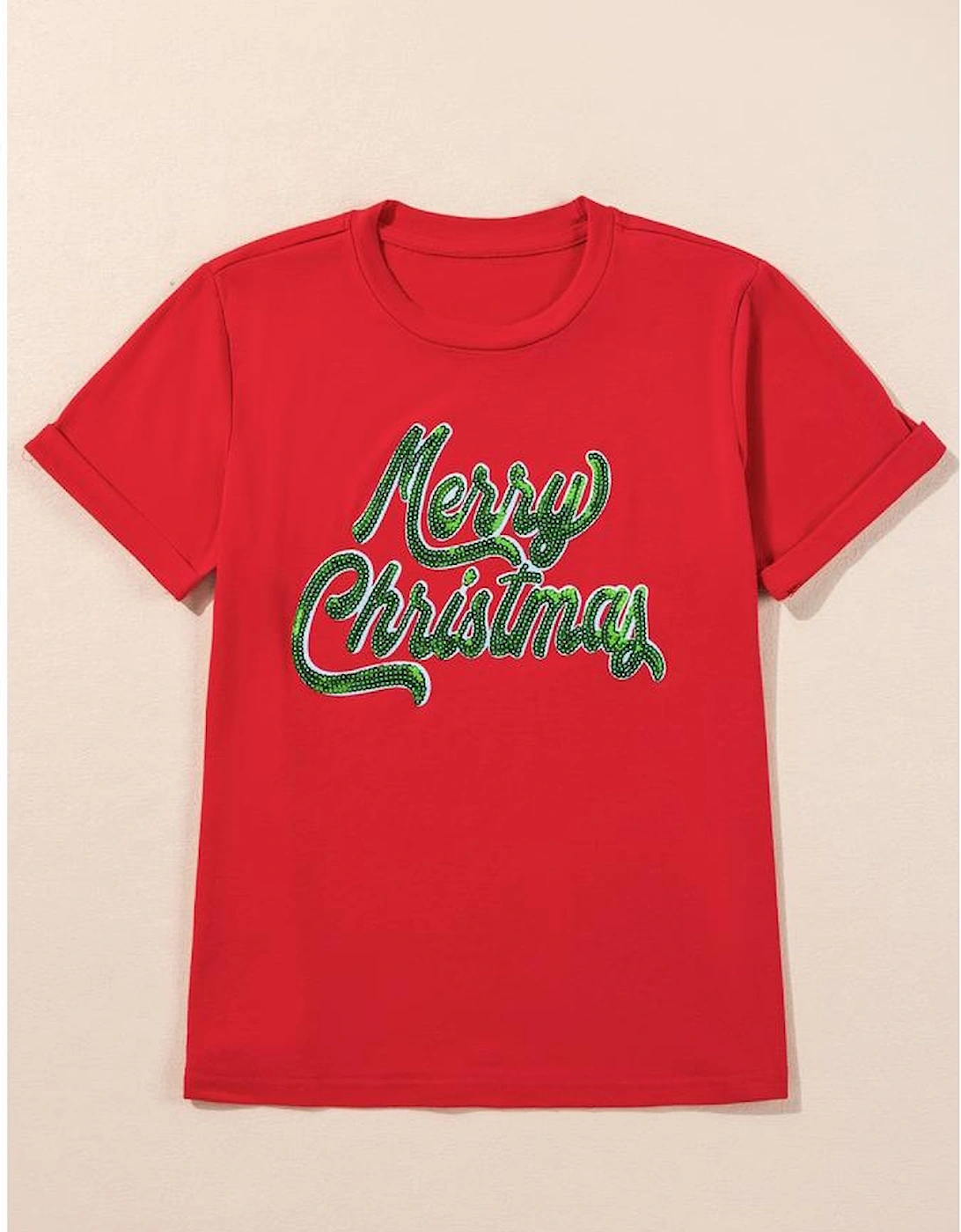 Red Merry Christmas Graphic Crewneck T Shirt