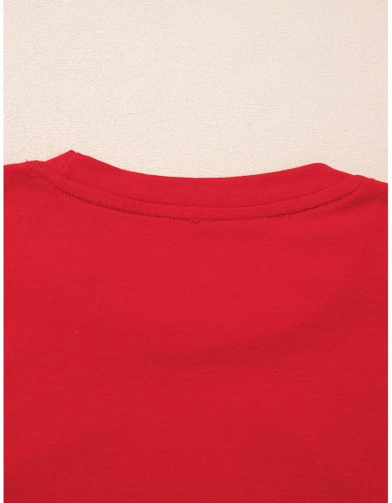 Red Merry Christmas Graphic Crewneck T Shirt