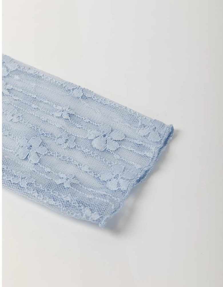 Ashleigh Blue Sheer Floral Lace Long Sleeve Slim Fit Top