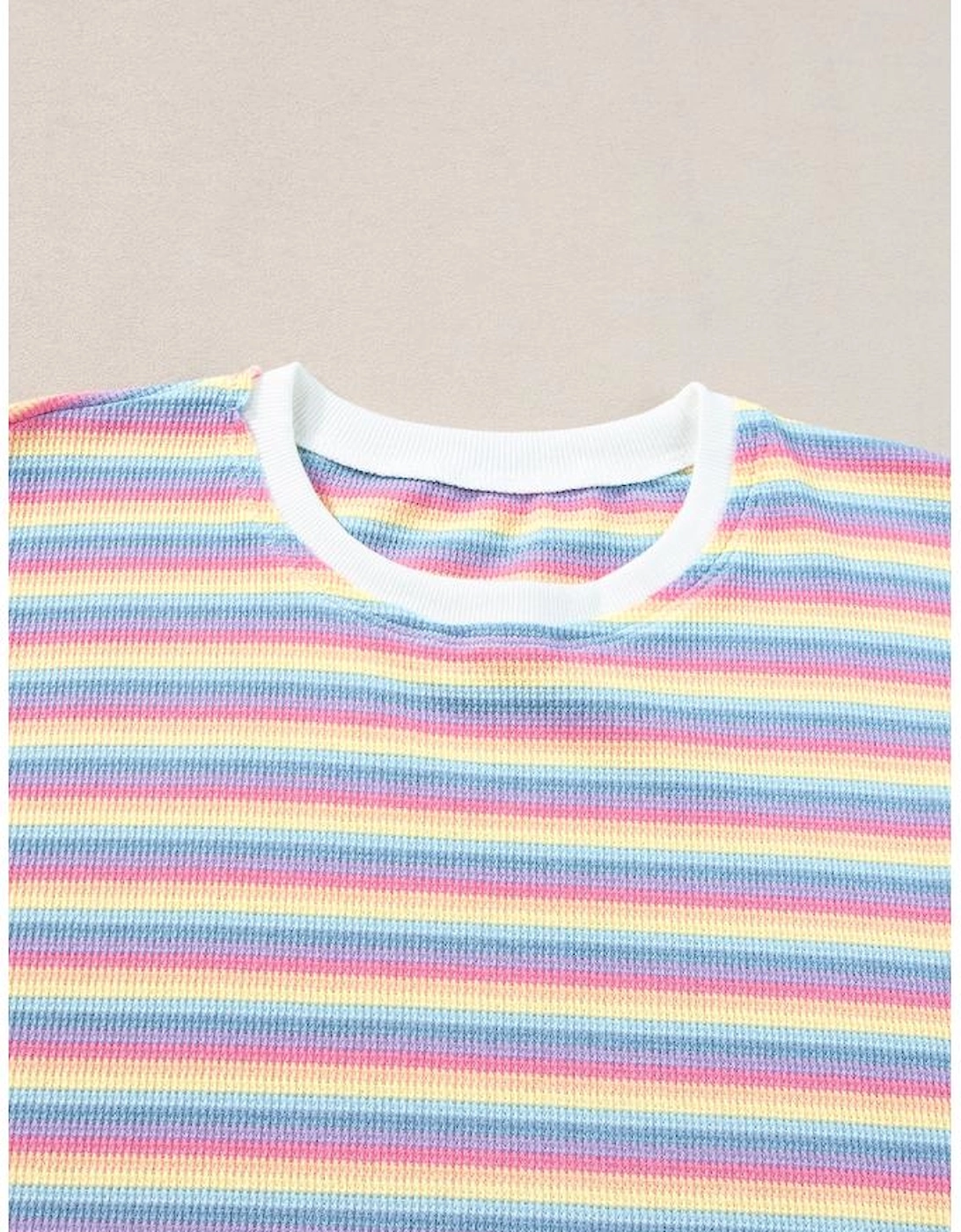 Pink Stripe Rainbow Tee Tasseled String Wide Leg Pants Set
